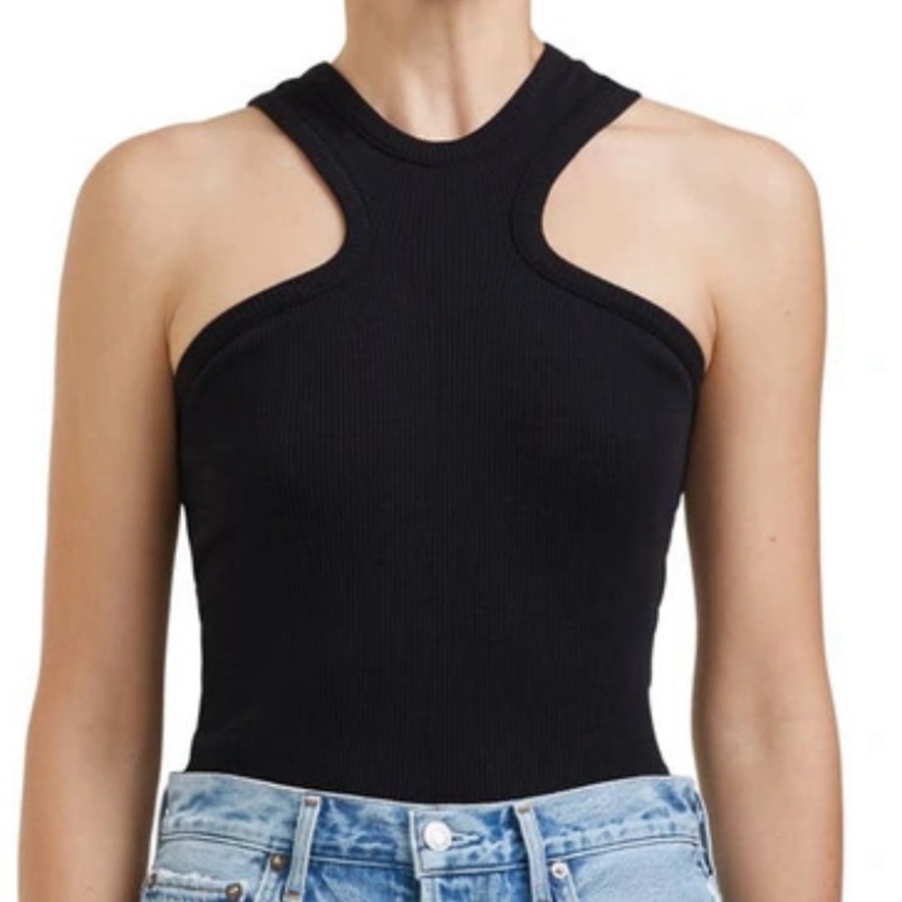 Agolde Black Ribbed Tank Top